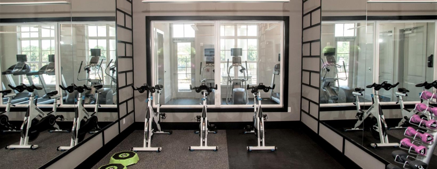 a gym with exercise equipment